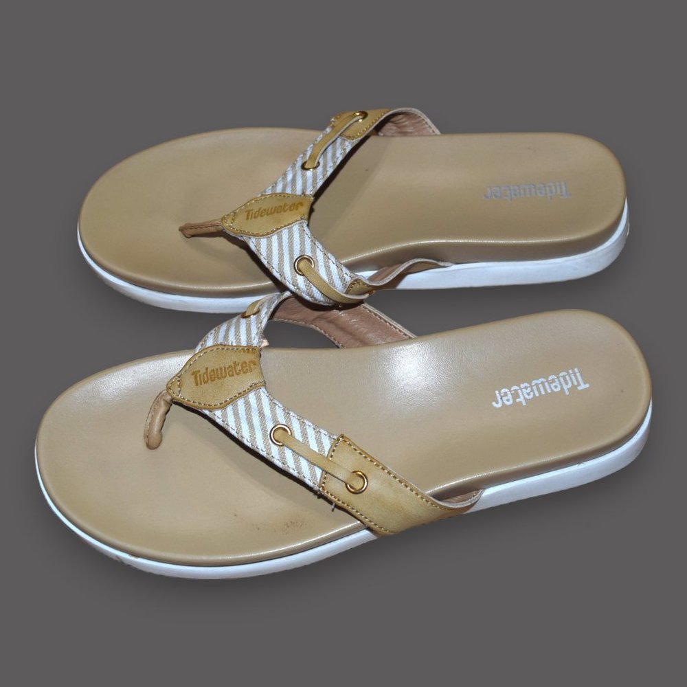 TIDEWATER Beige SANDALS FLIP FLOPS Women's Sz 7 Comfort Sandal - Cushion Sole -